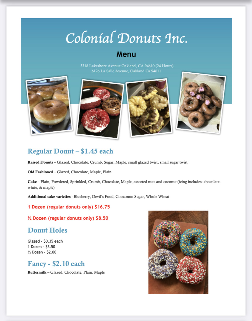 Colonial Donuts Menu - Image 5
